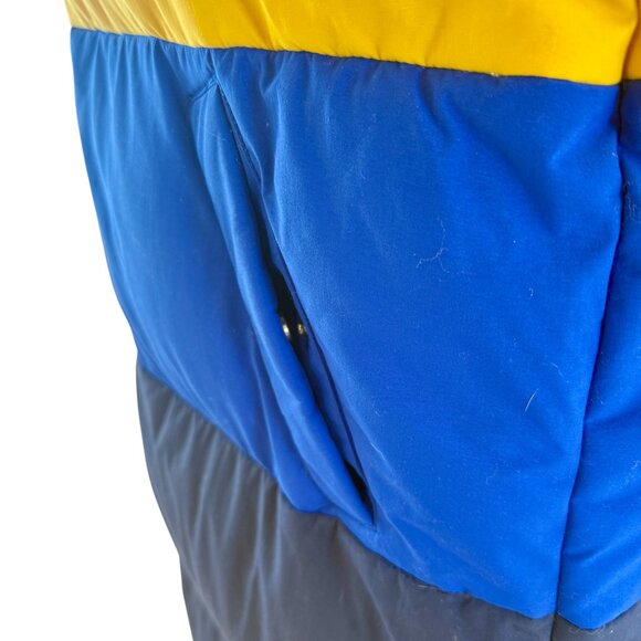 Tommy Jeans Colorblock Long Puffer Coat Red Yellow Blue Navy Size M - Picture 11 of 13